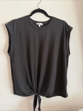 nine britton Black Sleeveless Tie-Knot Tank